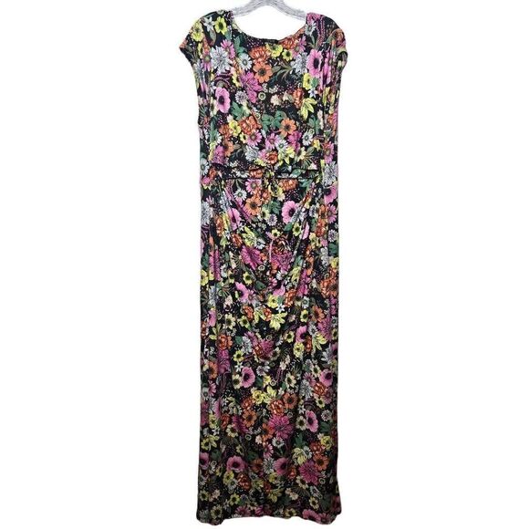 AFRM Lizette Floral Ruched Cutout Jersey Maxi Dress Size 3X/3T - Picture 2 of 11
